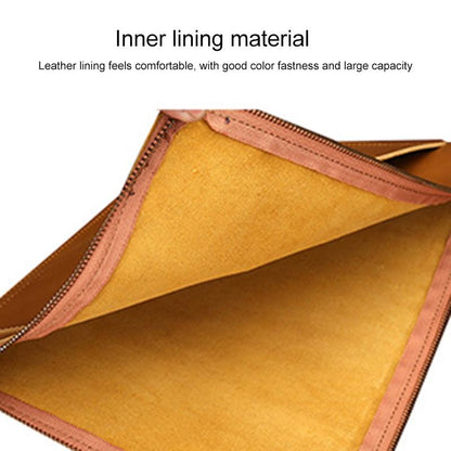 Premium Leather Business Laptop / Tablet Zipper Bag - Universal Fit - Brown