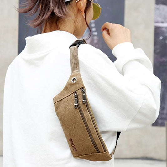 Versatile Canvas Shoulder Bag - Brown