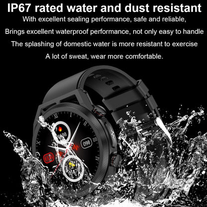 1.39 Inch Ips Screen Ip67 Waterproof Leather Band Smart Watch Support Body Temperature Monitoring / Ecg - Brown