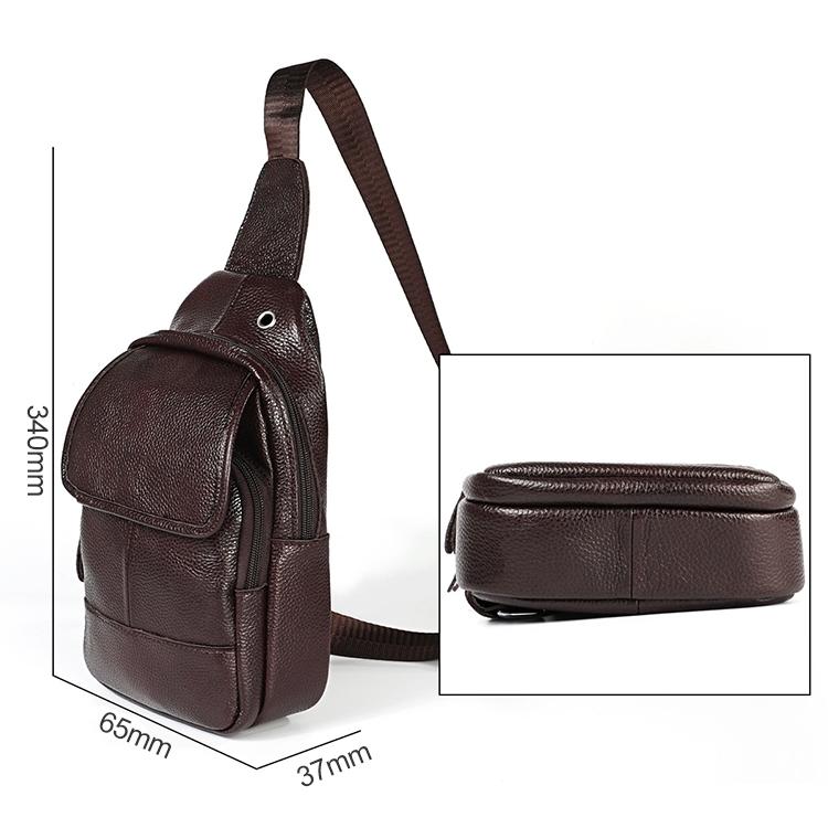 Men Litchi Texture Full Grain Cowhide Crossbody Bag - Brown