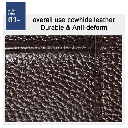 Men Litchi Texture Full Grain Cowhide Crossbody Bag - Brown