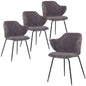 Set of 4 Dining Chairs with Corduroy Cord Fabric in Dark Grey Lincoln