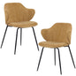 Set of 2 Dining Chairs Corduroy Cord Fabric with Metal Legs in Mustard Yellow