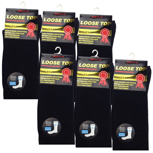 6x Pair COTTON Rich LOOSE TOP SOCKS Dress Medical Circulation Diabetic Comfort -  -