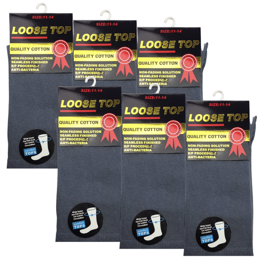6x Pair COTTON Rich LOOSE TOP SOCKS Dress Medical Circulation Diabetic Comfort -  -