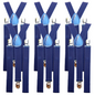 6x Mens Suspenders Braces Adjustable Strong Clip On Elastic Formal Wedding BULK - Navy