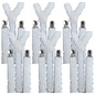 6x Mens Suspenders Braces Adjustable Strong Clip On Elastic Formal Wedding BULK - White (Sequin)