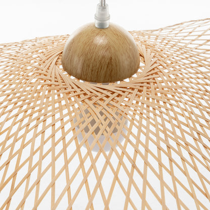 Sophia Natural Hand-Woven Bamboo Wave Pendant Lamp - Small