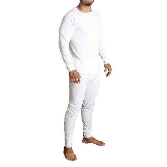 2pcs Set Mens Merino Wool Blend Long Sleeve Thermal Top & Long Johns Pants Underwear - Beige - XXL