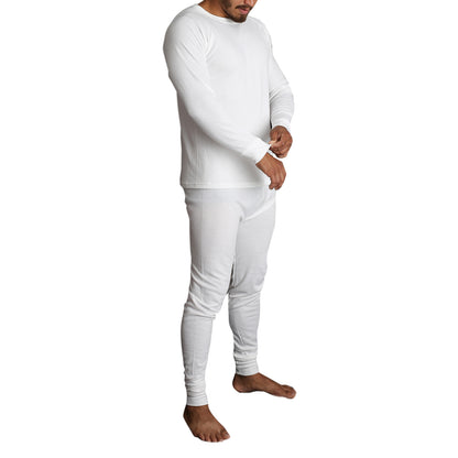 2pcs Set Mens Merino Wool Blend Long Sleeve Thermal Top & Long Johns Pants Underwear - Beige - XXL