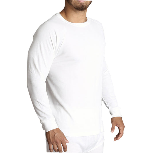 Mens Merino Wool Blend Long Sleeve Thermal Top Underwear Thermals Base Layer - Beige - XXL