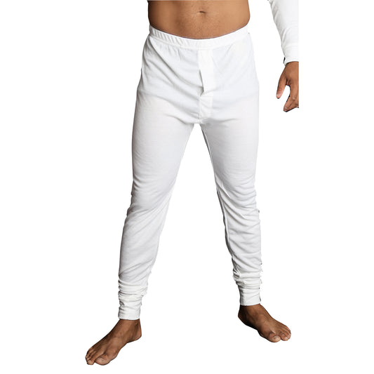 Mens Merino Wool Blend Long John Thermal Pants Underwear Thermals Warm Winter - Beige - S