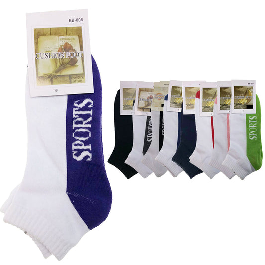 9x COTTON ANKLE SOCKS Sport Cushion Foot Low Cut Running - Assorted Colours Bulk - 2-8