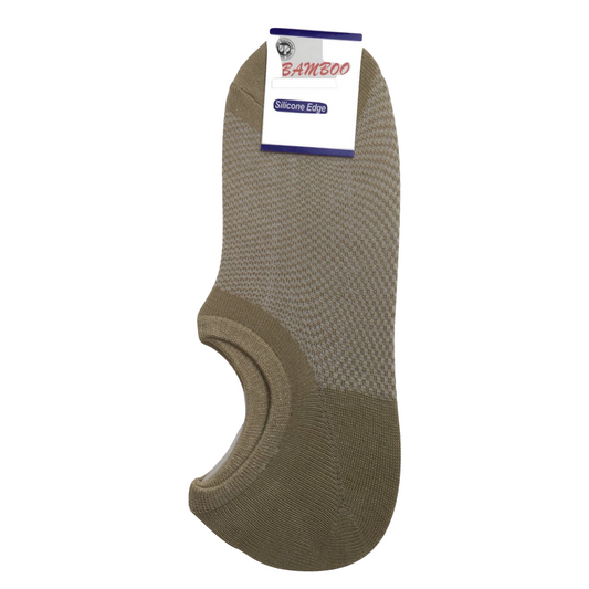 1 Pair NO SHOW BAMBOO SOCKS Non Slip Heel Grip Low Cut Invisible Footlet - Beige - 2-8