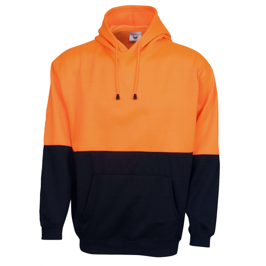 HI VIS POLAR FLEECE HOODIE Jumper Safety Workwear Fleecy Jacket Unisex - Orange - 4XL