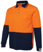 HI VIS LONG SLEEVE POLO SHIRT Top Safety Workwear Fluro Breathable Dry WB - Orange - XXL