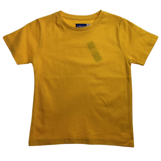KIDS PLAIN T SHIRT Childrens Child 100% COTTON Boys Girls Basic Blank Tee Top - Gold - 4