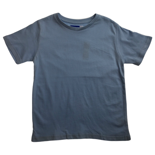 KIDS PLAIN T SHIRT Childrens Child 100% COTTON Boys Girls Basic Blank Tee Top - Sky Blue - 8