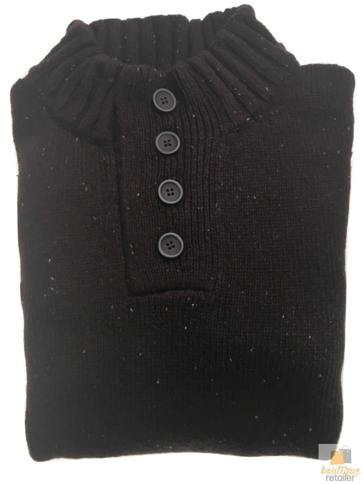 Mens Knit Jumper Pullover Sweater Knitted Casual Stretch Warm Winter  - 4 Button Mulberry 94 (KW16) - S