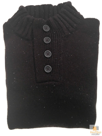 Mens Knit Jumper Pullover Sweater Knitted Casual Stretch Warm Winter  - 4 Button Mulberry 94 (KW16) - S