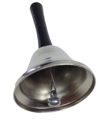 SANTA BELL Jingle Claus Wooden Handle Bells Rattles Christmas Xmas - Silver
