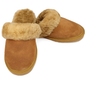 100% Sheepskin Moccasin Slippers Winter Genuine Scuffs Slip On Mens Womens - Chestnut (with fur) - 10