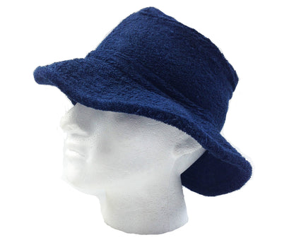 Terry Towelling BUCKET HAT Daggy Fishing Camping Lad Cap Retro  100% COTTON - Navy - X-Large