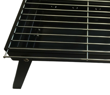 Premium Portable Charcoal Folding BBQ Grill Barbecue Foldable Travel - Black/Silver