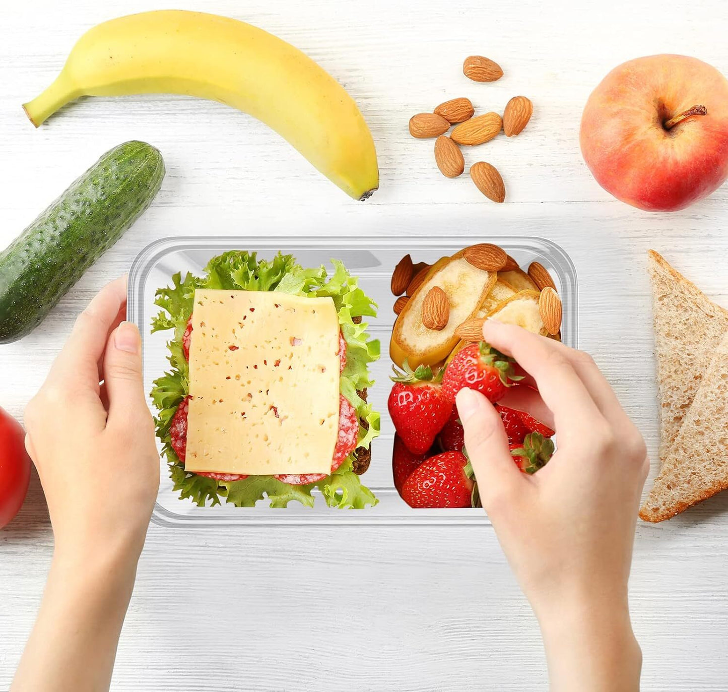 96pcs 2000ml Reusable Food Containers Plastic Meal Prep Storage - BPA Free