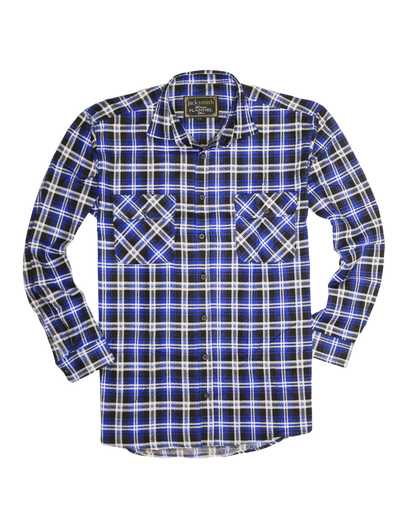 Mens 100% Cotton Flannelette Shirt Long Sleeve Check Authentic Flannel - Denim - 4XL