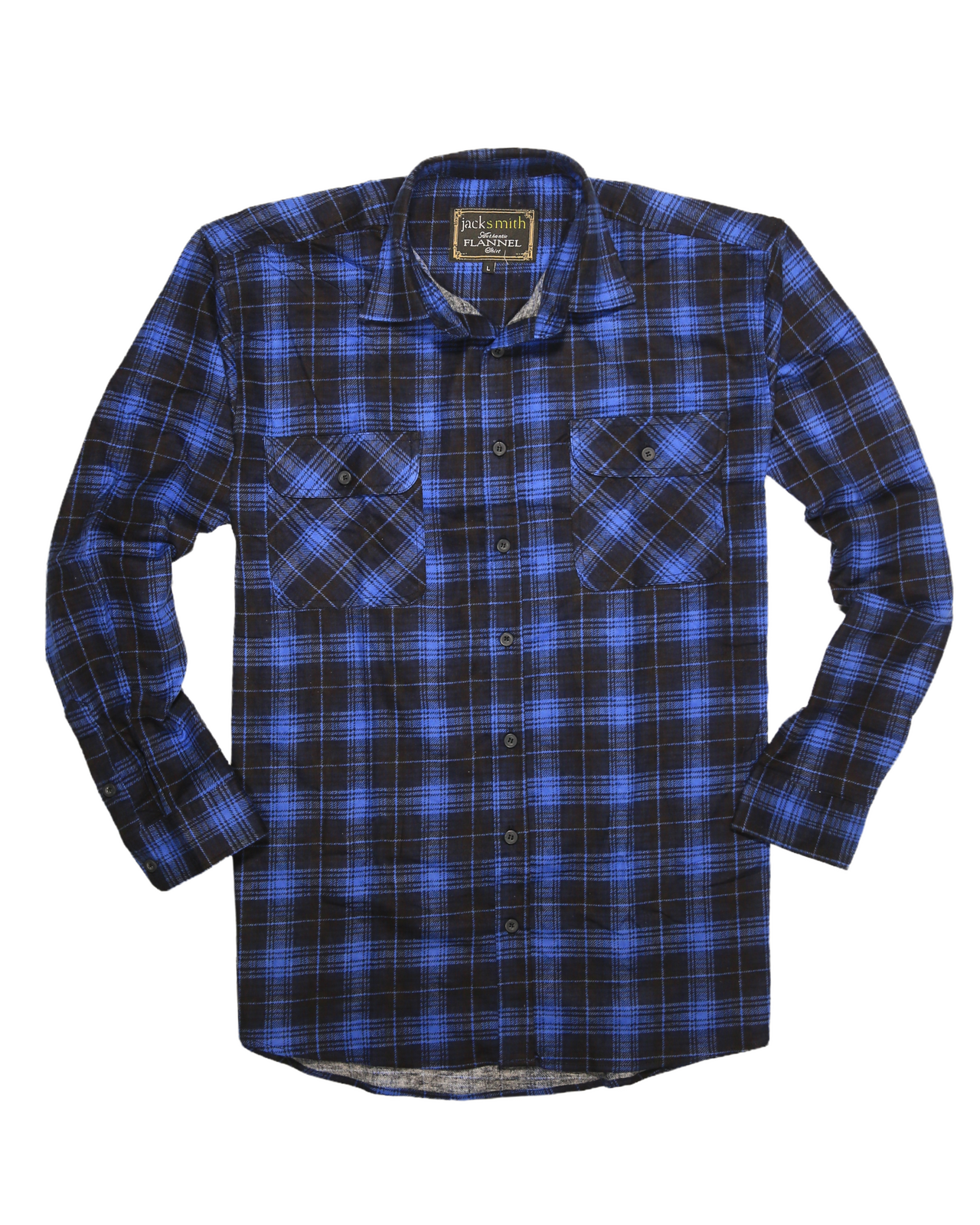 Mens 100% Cotton Flannelette Shirt Long Sleeve Check Authentic Flannel - Blue - 3XL