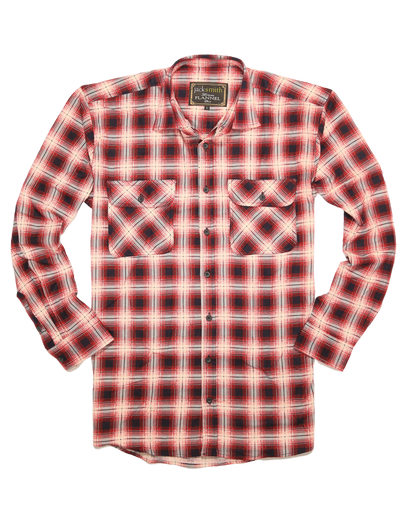 Mens 100% Cotton Flannelette Shirt Long Sleeve Check Authentic Flannel - Red/Navy - 4XL