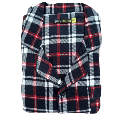Mens Plus Size Flannelette Pyjamas 100% Cotton PJs Set Top Pants in Red Check - 4XL