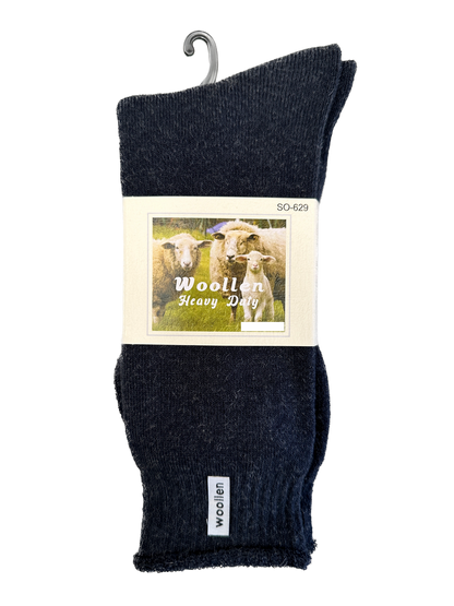 1 Pair Premium Mens Wool Heavy Duty Thick Work Socks Cushion Woolen - Navy - 11-14