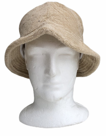 Stingy Brim Terry Towelling Bucket Hat Daggy Fishing Camping Lad Cap 100% COTTON - Beige - L/XL