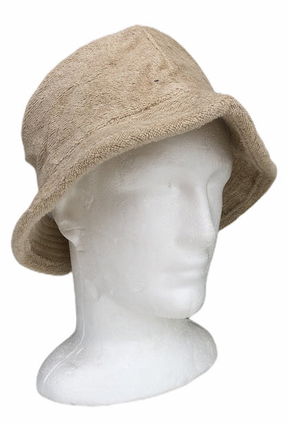 Stingy Brim Terry Towelling Bucket Hat Daggy Fishing Camping Lad Cap 100% COTTON - Beige - S/M