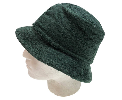 Stingy Brim Terry Towelling Bucket Hat Daggy Fishing Camping Lad Cap 100% COTTON - Bottle Green - S/M