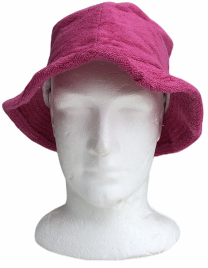 Stingy Brim Terry Towelling Bucket Hat Daggy Fishing Camping Lad Cap 100% COTTON - Fuchsia - S/M