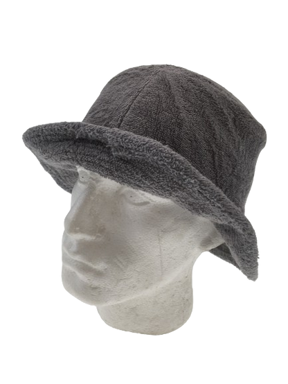 Stingy Brim Terry Towelling Bucket Hat Daggy Fishing Camping Lad Cap 100% COTTON - Grey - S/M