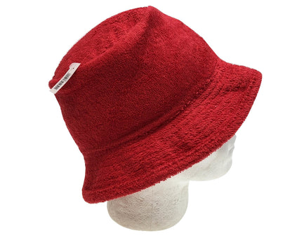 Stingy Brim Terry Towelling Bucket Hat Daggy Fishing Camping Lad Cap 100% COTTON - Red - XXL