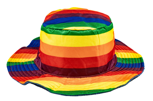 Stingy Brim Terry Towelling Bucket Hat Daggy Fishing Camping Lad Cap 100% COTTON - Rainbow/Blue - XXL (59-60cm)