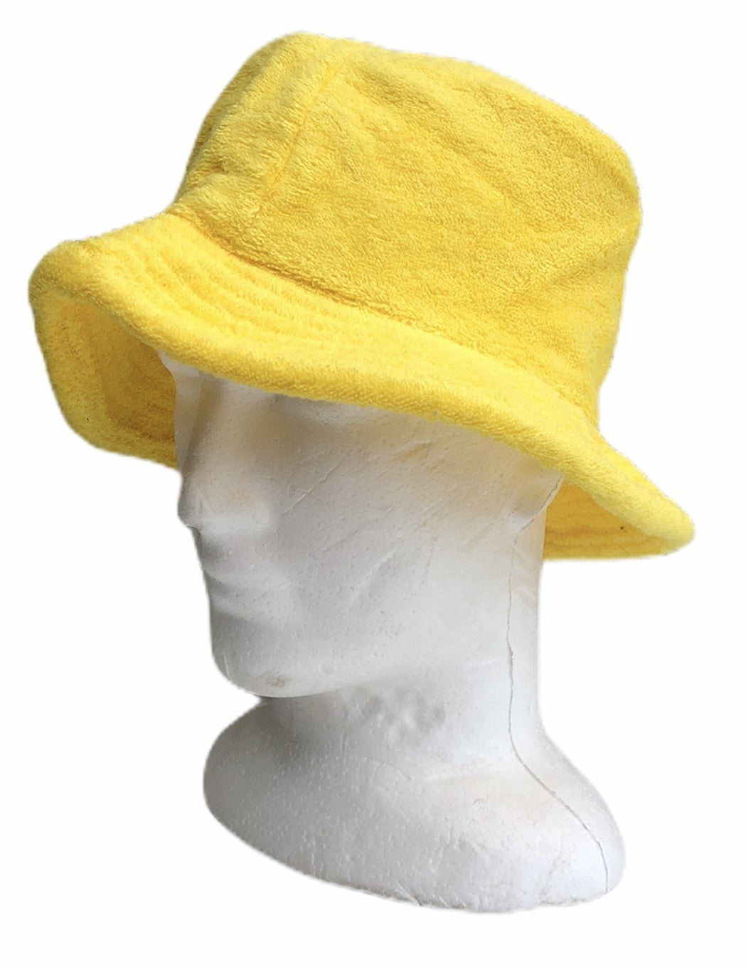 Stingy Brim Terry Towelling Bucket Hat Daggy Fishing Camping Lad Cap 100% COTTON - Yellow - L/XL