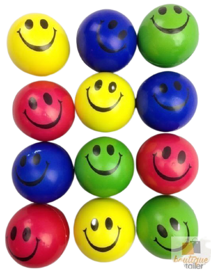 12x STRESS BALLS Hand Relief Squeeze Toy Reliever Antistress Soft Smiley MULTI