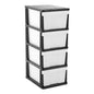 MEGA 4 Tier Drawer Storage Organiser Plastic Level Office Box Cabinet in Black/White