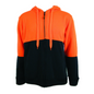 HI VIS Jumper Full Zip Hoodie Safety Workwear Fleecy Fleece Jacket Hooded - Orange/Navy - S