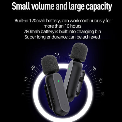 Professional Wireless Lavalier Microphone Set with Portable Charging Box Crystal Clear Audio - 2in1-Lightning