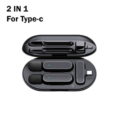 Professional Wireless Lavalier Microphone Set with Portable Charging Box Crystal Clear Audio - 2in1-Lightning