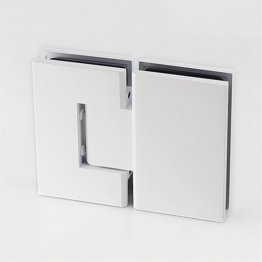 90cm Wall to Wall Frameless Shower Screen with White Brackets and SS Hinges