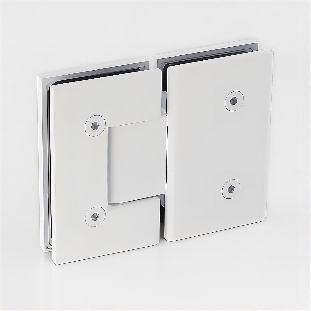90cm Wall to Wall Frameless Shower Screen with White Brackets and SS Hinges