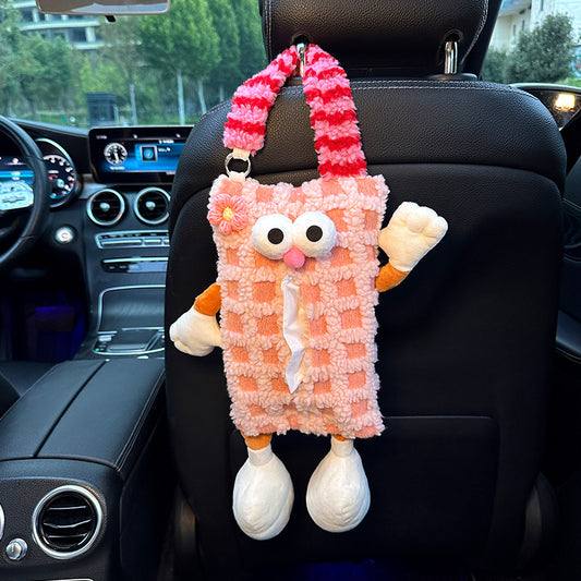 Pink Striped Tissue Holder for Car - Fun Design